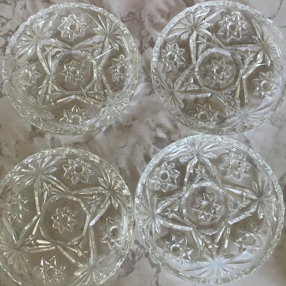 Vintage Glass Coasters - Set 4 Crystal Clear - Depression Glass Star - Picture 7 of 15